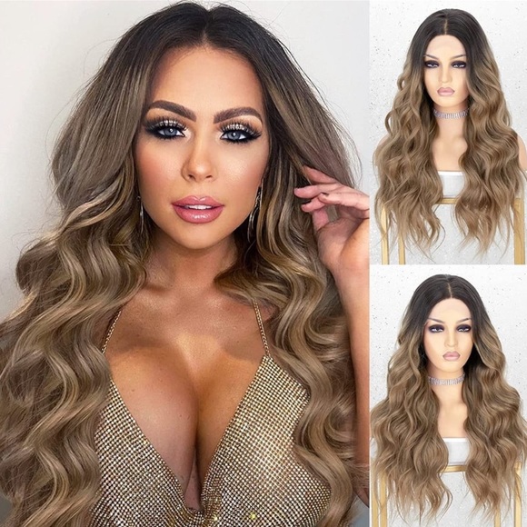 ♥️ 22” BROWN Ombré BODY WAVYLace Front Wig *NWT*💖